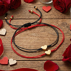 2Pcs Heart 304 Stainless Steel Bead Braided Bead Bracelets&nbsp;LR5598-1