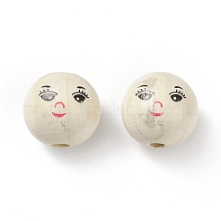 (Defective Closeout Sale: Marking) Printed Natural Wood European Beads&nbsp;WOOD-XCP0001-54