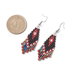 Natural & Synthetic Gemstone Rhombus Dangle Earrings&nbsp;EJEW-MZ00632