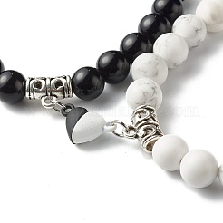 Magnetic Heart Clasps Stretch Bracelets Set for Lover Couples&nbsp;BJEW-JB06772