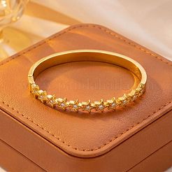 304 Stainless Steel Micro Pave Clear Cubic Zirconia Star Hinged Cuff Bangles for Women&nbsp;WG9322F-02