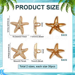 60Pcs 2 Styles 1-Hole Alloy Shank Buttons&nbsp;BUTT-PH0001-79KCG