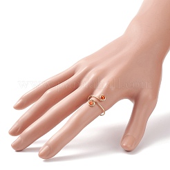 Round Natural Gemstone Braided Open Cuff Ring&nbsp;RJEW-JR00503