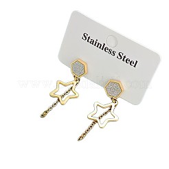 304 Stainless Steel & Crystal Rhinestone Stud Dangle Earrings for Women&nbsp;WG2B1B3-01