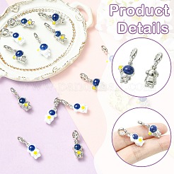 16Pcs 4 Styles Spray Printed Alloy European Dangle Charms&nbsp;FIND-CJ0005-53