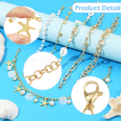 6Pcs 6 Styles Ocean Theme Synthetic Turquoise & Magnesite & Aluminum Cable Chains & 304 Stainless Steel Baseball Cap Chain&nbsp;HJEW-SC0002-35