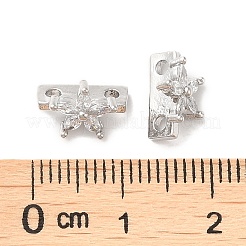 Brass Micro Pave Clear Cubic Zirconia Slide Charms&nbsp;KK-P239-15P