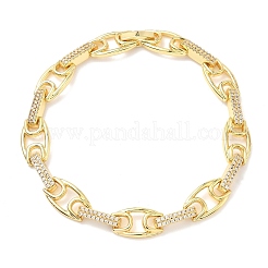 Clear Cubic Zirconia Oval Link Chains Bracelet&nbsp;BJEW-G773-04G