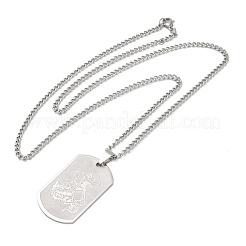 201 Stainless Steel Curb Chain Rectangle with Dragon Pendant Necklaces for Women&nbsp;LS-NJEW-M008-03P