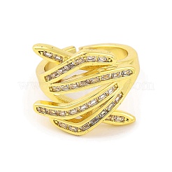 Hug Hand Brass Micro Pave Cubic Zirconia Adjustable Rings for Women&nbsp;RJEW-U003-25A-G