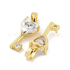 Brass Micro Pave Clear Cubic Zirconia Pendants&nbsp;KK-G490-02G