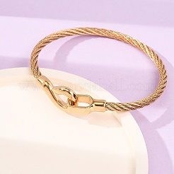 304 Stainless Steel Twisted Rope Cuff Bangles with S Clasps for Women&nbsp;SA-CBA2192-02G