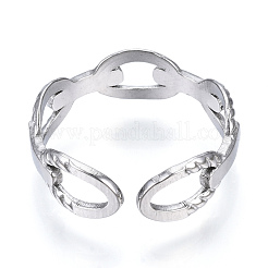 Non-Tarnish 304 Stainless Steel Oval Open Cuff Ring&nbsp;RJEW-N040-39