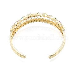 Cubic Zirconia Double Line Open Cuff Bangle&nbsp;BJEW-N014-017