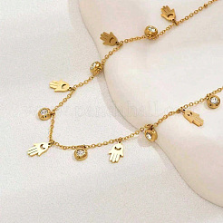 Religion Stainless Steel Hollow Multi-Hamsa Hand Pendant Necklaces for Women&nbsp;SW4671