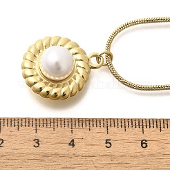 Shell Pearl Pendant Necklace with Ion Plating(IP) 304 Stainless Steel Chains&nbsp;NJEW-K255-19G