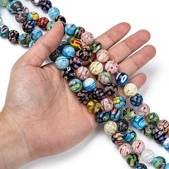 Round Handmade Millefiori Glass Beads Strands&nbsp;LK-R004-99