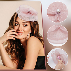 Fascinators Flower Mesh Feathers Organza Hat on a Hair Band Party Headwear for Girls and Women&nbsp;OHAR-WH0014-19A