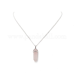 Natural Rose Quartz Geometric Pendant Necklace&nbsp;NJEW-JN04239-03