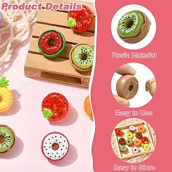 12Pcs 6 Styles Fruit Doughnut Resin Brooches&nbsp;JEWB-CJ0003-08