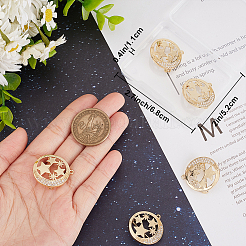 6Pcs Clear Cubic Zirconia Moon with Star Brooch Pin&nbsp;JEWB-BBC0001-02