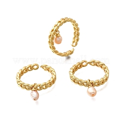 Brass Curb Chain Cuff Rings for Women&nbsp;RJEW-Z085-05G