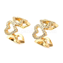 Brass Micro Pave Clear Cubic Zirconia Cuff Earrings&nbsp;EJEW-F370-31G