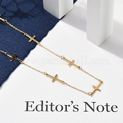 Ion Plating(IP) 304 Stainless Steel Cross Link Chain Necklaces for Women&nbsp;NJEW-P320-03G