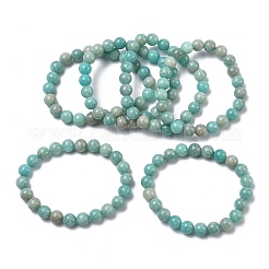 Natural Amazonite Round Beads Stretch Bracelets for Women&nbsp;BJEW-Z158-03I-03
