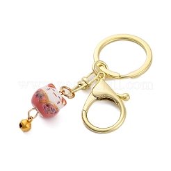 Fortune Cat Porcelain Pendant Keychain&nbsp;KEYC-G064-03E