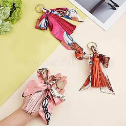 3Pcs 3 Colors PU Imitation Leather Tassel Keychain&nbsp;KEYC-CA0001-30
