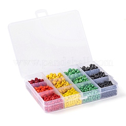 240Pcs Round & Flat Round Synthetic Turquoise Beads and 4 Styles Glass Seed Beads&nbsp;DIY-LS0003-09