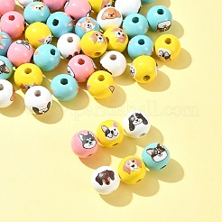 50Pcs 10 Colors Wood European Beads&nbsp;WOOD-FS0001-26