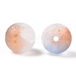 Frosted Baking Paint Crackle Glass Beads with Glitter Powder&nbsp;X1-DGLA-T004-6mm-01B