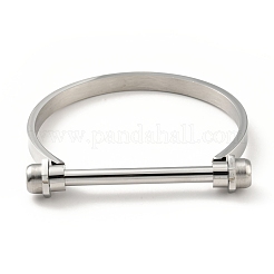 Non-Tarnish 304 Stainless Steel D Shape Bar Screw Bangle&nbsp;BJEW-G636-05B-P