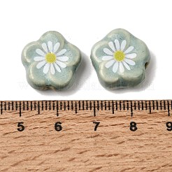 Glaze Daisy Flower Printed Porcelain Beads&nbsp;PR-CBA03B0-04B