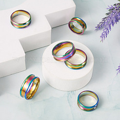 6Pcs 6 Style 201 Stainless Steel Engravable Grooved Finger Rings Set for Women&nbsp;RJEW-YS0001-02