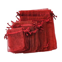 30Pcs 4 Styles Rectangle Organza Bags Jewellery Storage Pouches Wedding Favour Party Mesh Drawstring Gift&nbsp;OP-FS0001-01A