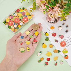 120Pcs 30 Styles Light Gold Tone Alloy Enamel Pendants&nbsp;ENAM-PH0002-68