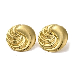Ion Plating(IP) 304 Stainless Steel Flat Round Stud Earrings&nbsp;EJEW-I312-08G