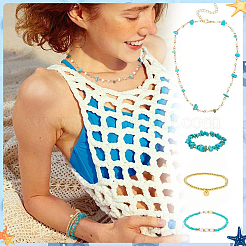 Synthetic Turquoise Jewelry Earring & Necklace & Bracelet Sets&nbsp;SJEW-PH0001-19