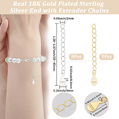 10Pcs 2 Colors 925 Sterling Silver End with Extender Chains and Teardrop Charms&nbsp;STER-BBC0009-89