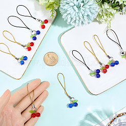 40Pcs Cherry Glass & Acrylic Mobile Straps&nbsp;HJEW-CP0001-40