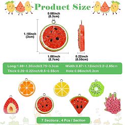 28Pcs 7 Styles Fruit Theme Spray Painted Opaque Resin Pendants&nbsp;RESI-FS0002-43
