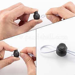 1-Hole Dyed Iron Spring Loaded Eco-Friendly Plastic Round Buckle Cord Toggle Lock Beans Stoppers for Sportwear Luggage Backpack Straps&nbsp;X-FIND-E004-60B-18mm