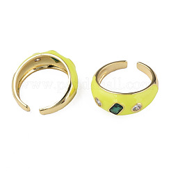 Cubic Zirconia Open Cuff Ring with Enamel&nbsp;RJEW-N035-128B