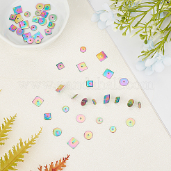 48 Pcs 4 Styles PVD Vacuum Plating 304 Stainless Steel Spacer Beads&nbsp;STAS-UN0022-36
