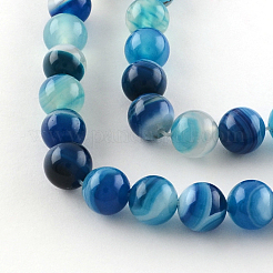 Dyed Natural Striped Agate/Banded Agate Round Bead Strands&nbsp;X-G-R342-6mm-05