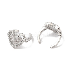 Hollow Heart Brass Micro Pave Cubic Zirconia Cuff Earrings for Women&nbsp;EJEW-P281-06P