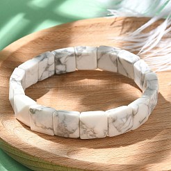 Square Synthetic Howlite Beads Stretch Bracelets for Women Men&nbsp;BJEW-C097-06V